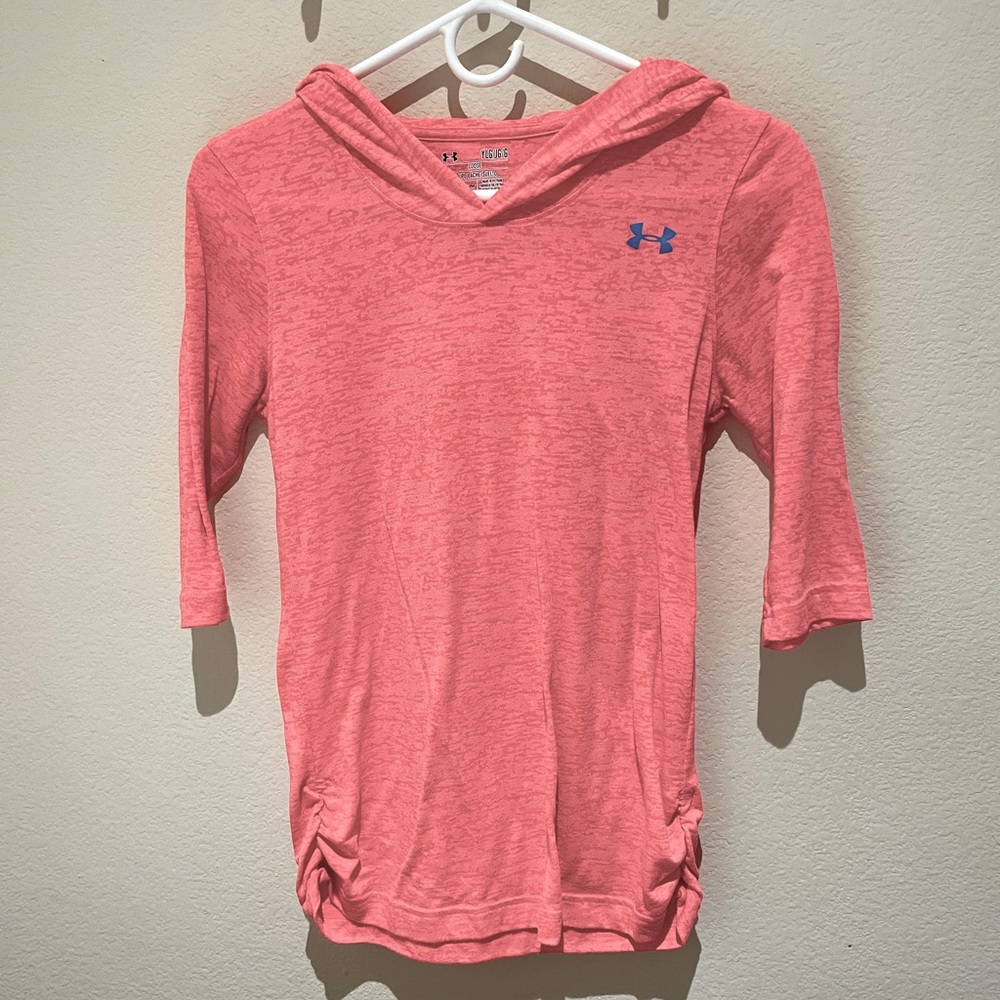 Youth Large Under Armour three quarter sleeve pink hoodie